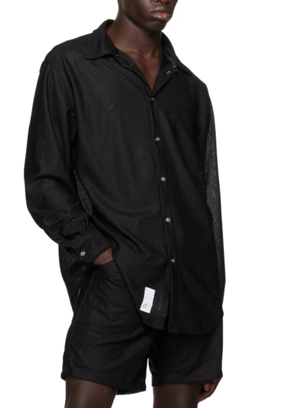 Semi Sheer Knit Button Up Shirt